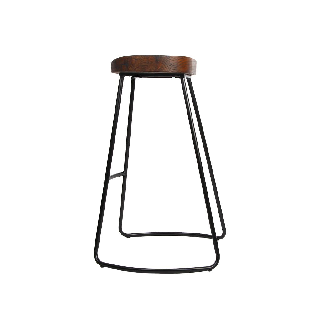 75cm Dark Elm Wood Backless Bar Stools - 4 Pack