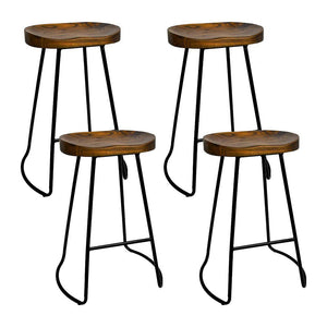 Dark Elm Wood Backless Bar Stools - 4 Pack