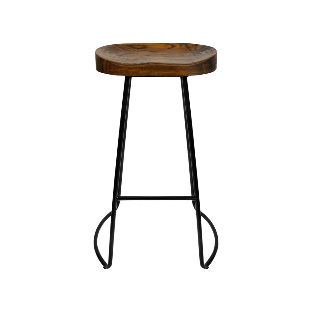 Dark Elm Wood Backless Bar Stools - 4 Pack