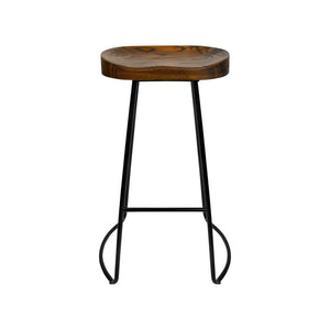 Dark Elm Wood Backless Bar Stools - 4 Pack