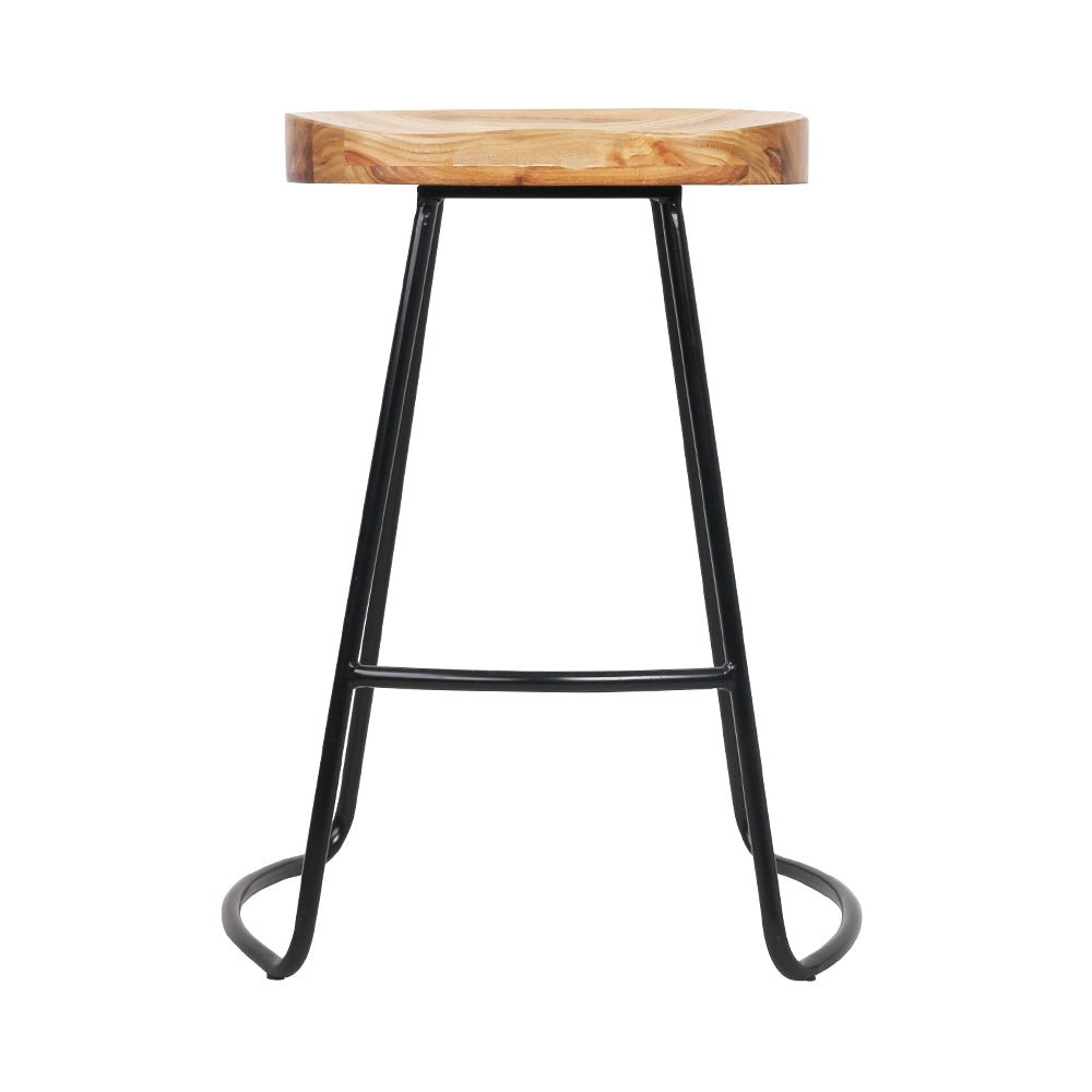 Backless Elm Wood Bar Stools - 2 Pack