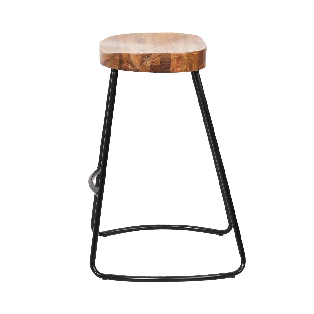 Backless Elm Wood Bar Stools - 2 Pack