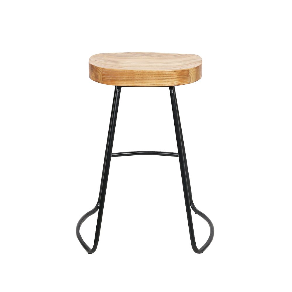 Elm Wood Based Backless Bar Stools - 4 Pack