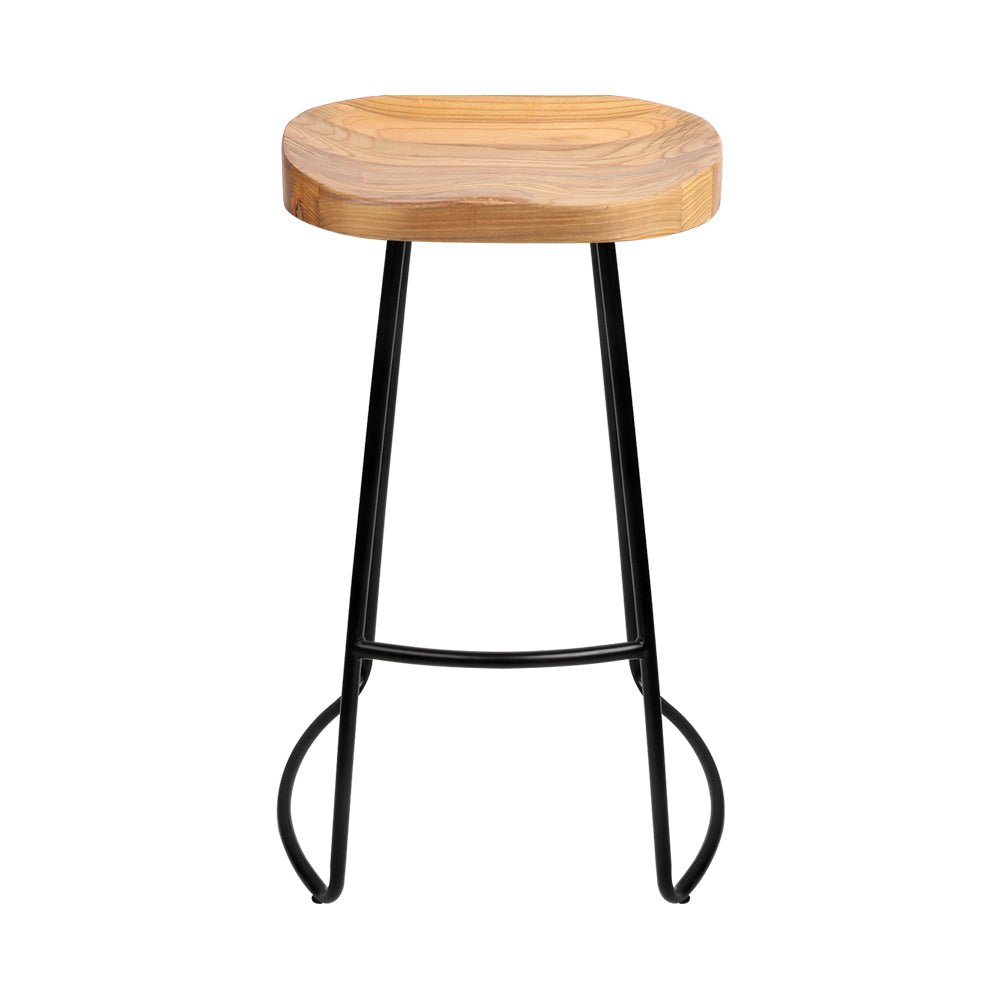2 Elm Wood Backless Bar Stools