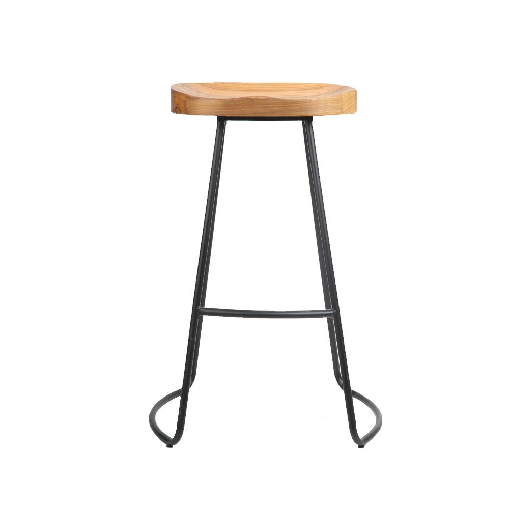 Elm Wood Backless Bar Stools 75cm - 4 Pack