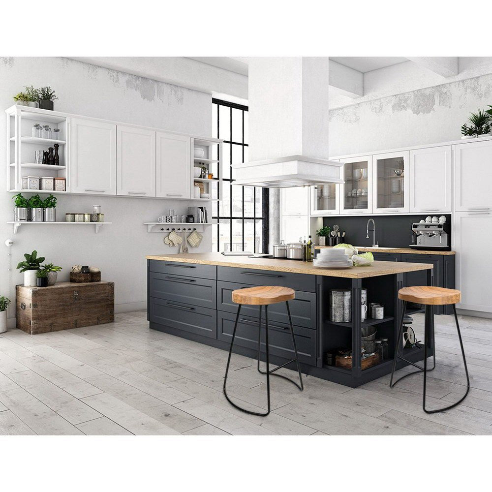 Elm Wood Backless Bar Stools 75cm - 4 Pack