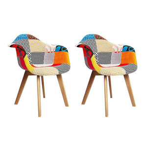 Hippie Styled Fabric Dining Chairs - 2 Pack