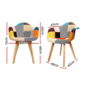 Hippie Styled Fabric Dining Chairs - 2 Pack