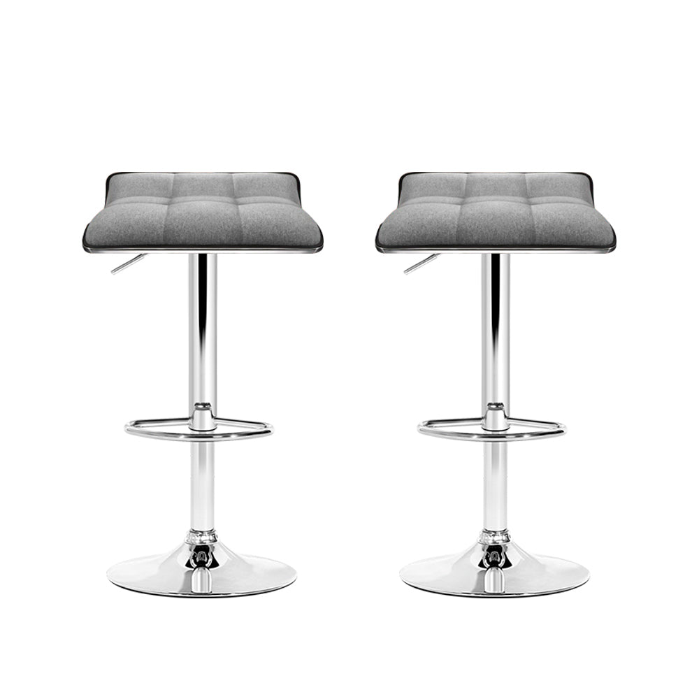 Grey Chrome Fabric Swivel Bar Stools - 2 Pack