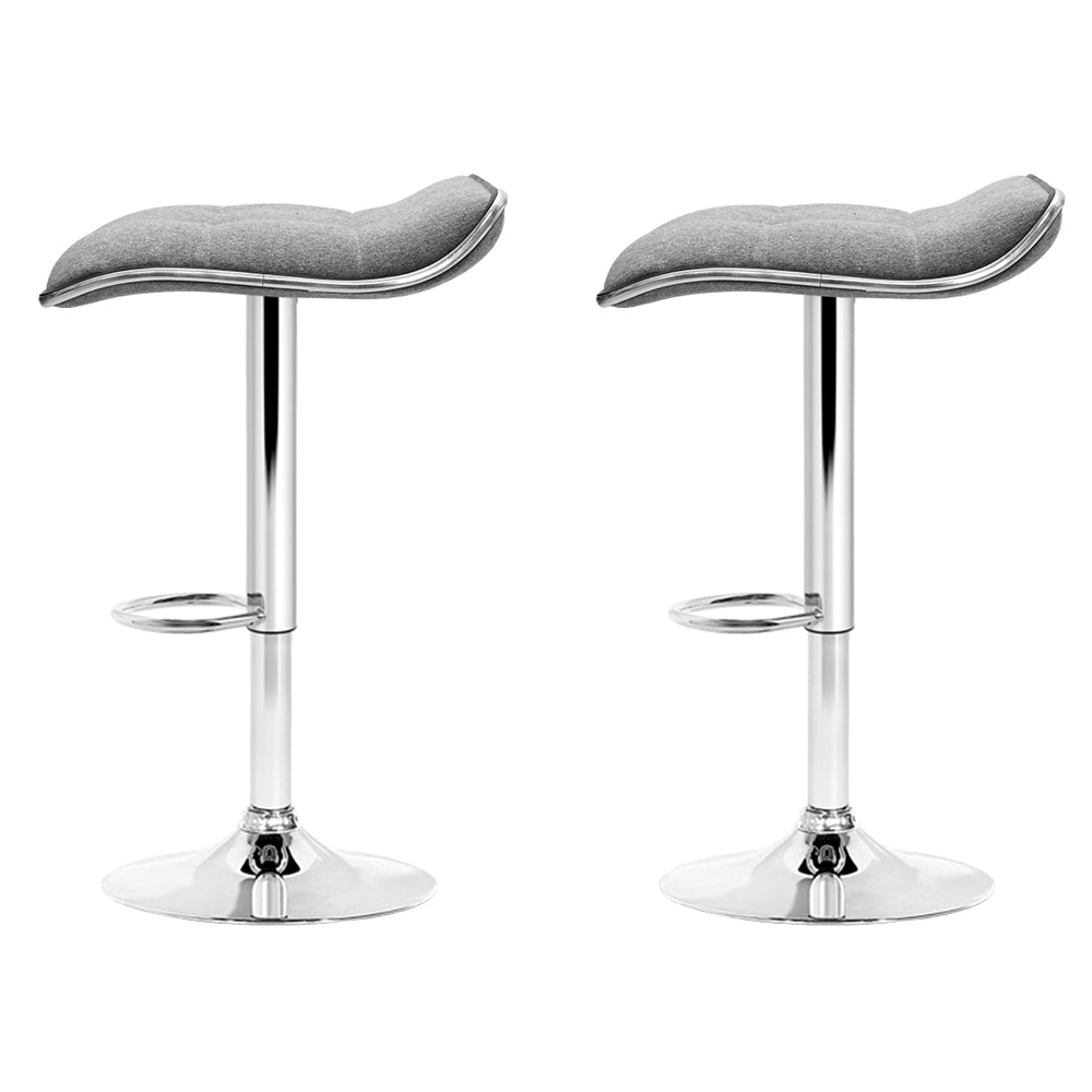 Grey Chrome Fabric Swivel Bar Stools - 2 Pack