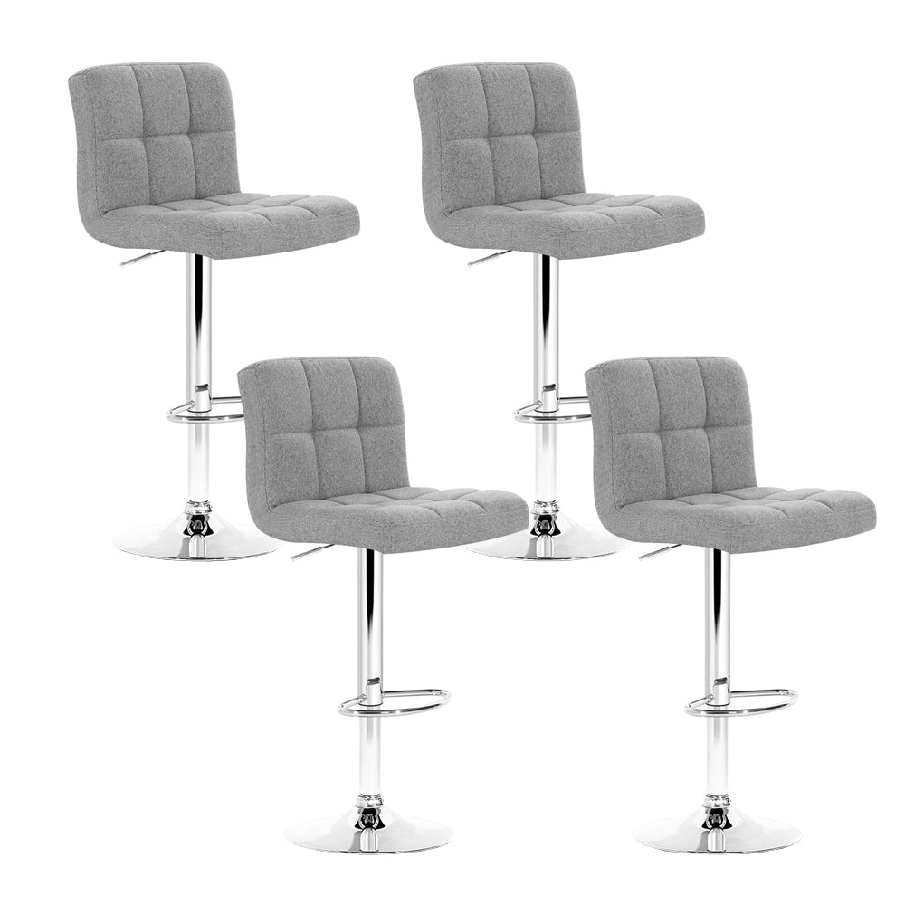Set of 4 Fabric Swivel Bar Stools With Grey Seats
