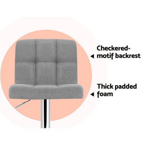 Set of 4 Fabric Swivel Bar Stools With Grey Seats