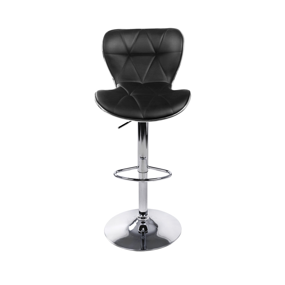Black and Chrome Leather Patterned Bar Stools - 2 Pack