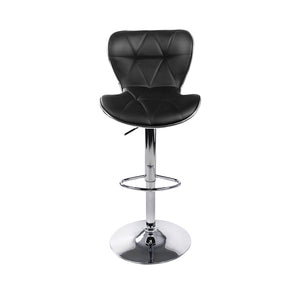 Black and Chrome Leather Patterned Bar Stools - 2 Pack