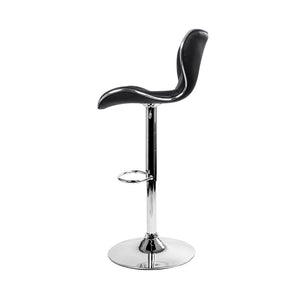 Black and Chrome Leather Patterned Bar Stools - 2 Pack