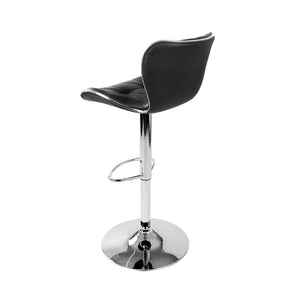 Black and Chrome Leather Patterned Bar Stools - 2 Pack