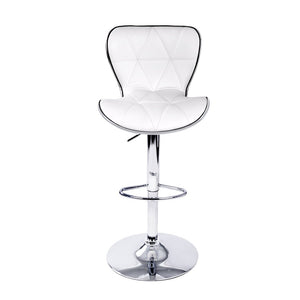 White And Chrome PU Leather Patterned Bar Stools