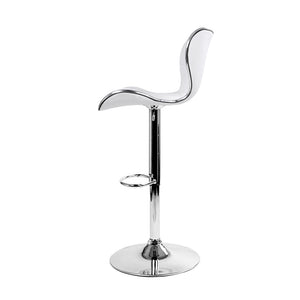 White And Chrome PU Leather Patterned Bar Stools