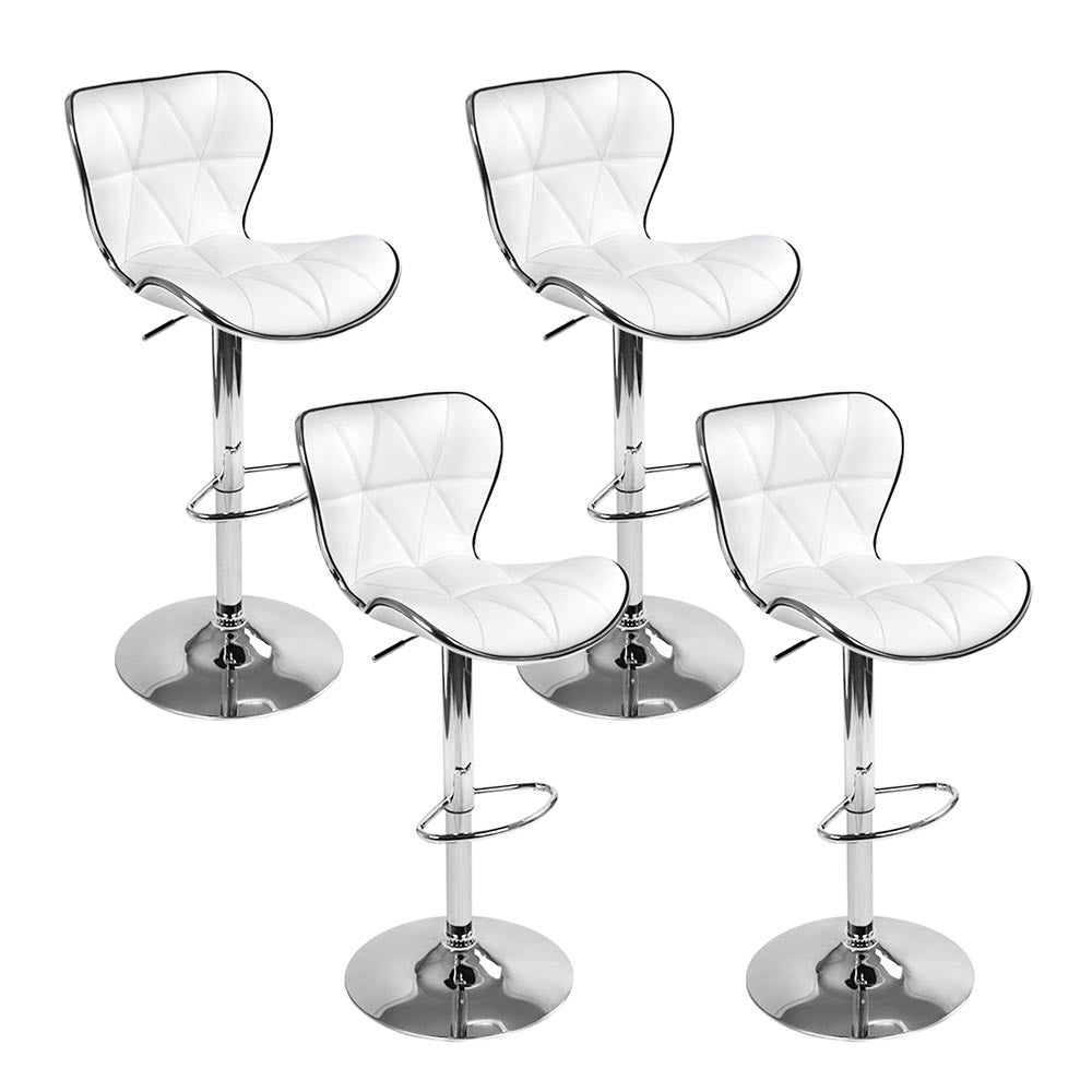 Set Of Four PU Leather Patterned Bar Stools