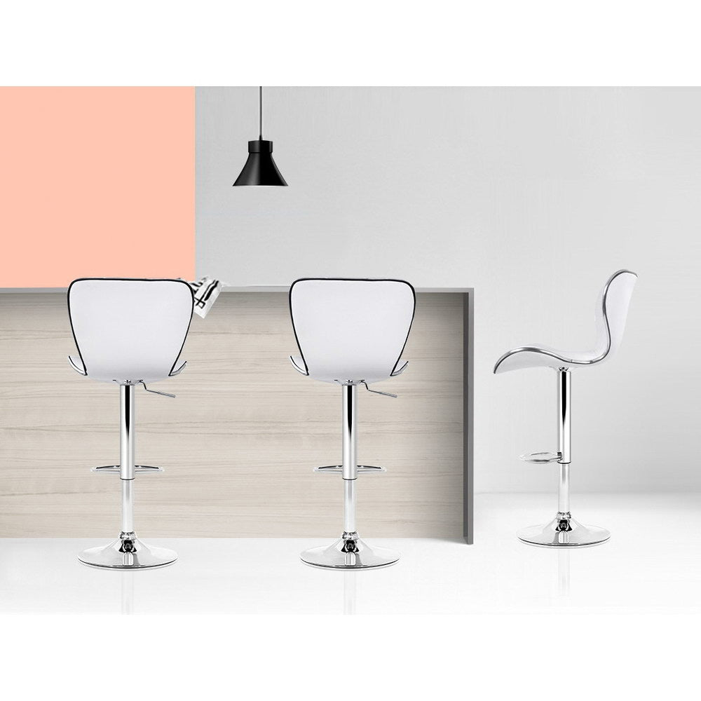 Set Of Four PU Leather Patterned Bar Stools