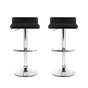 Black Leather Wave Style Bar Stools - Twin Pack