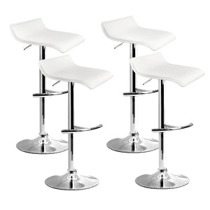 White PU Leather Wave Style Bar Stools - 4 Pack