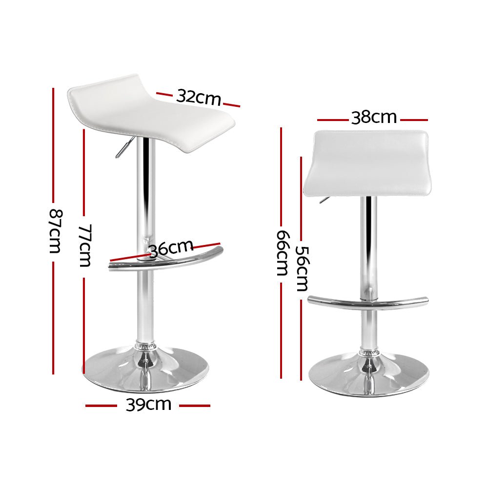 White PU Leather Wave Style Bar Stools - 4 Pack