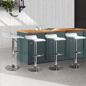 White PU Leather Wave Style Bar Stools - 4 Pack