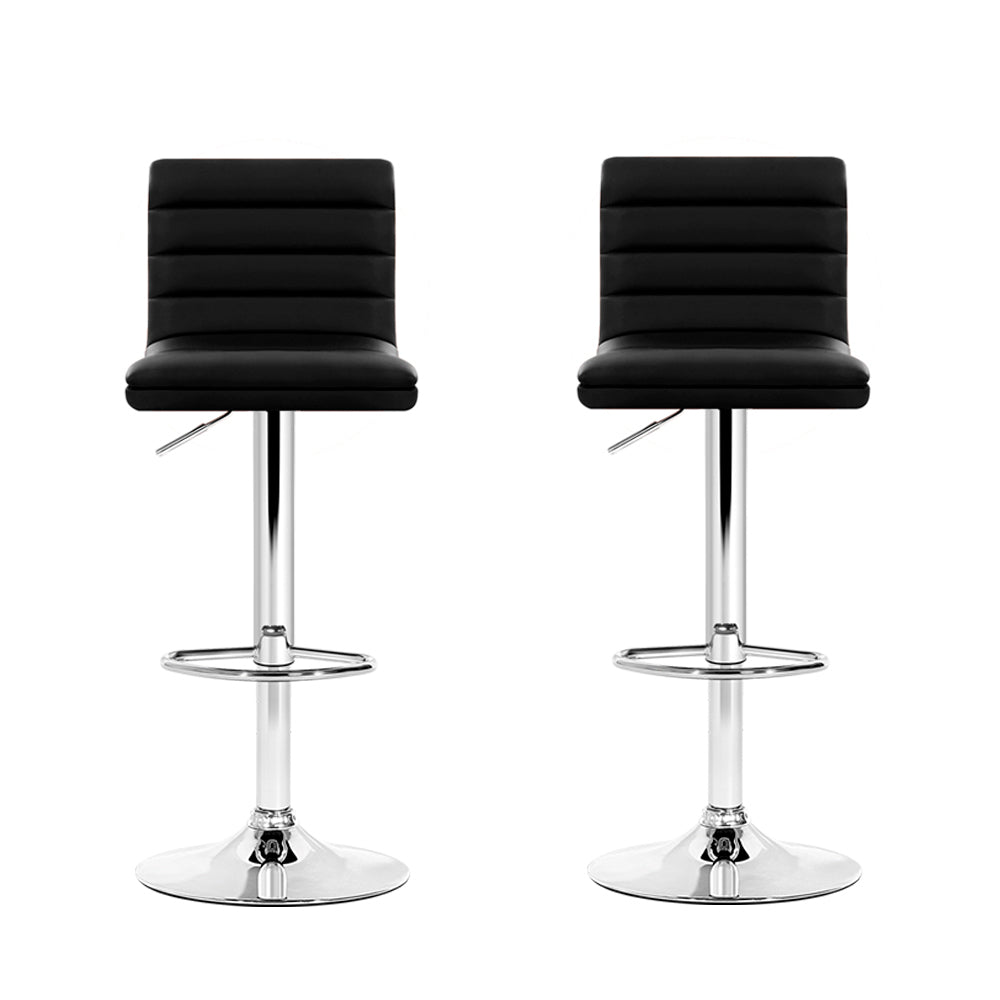 Padded Leather Bar Stools - Twin Pack