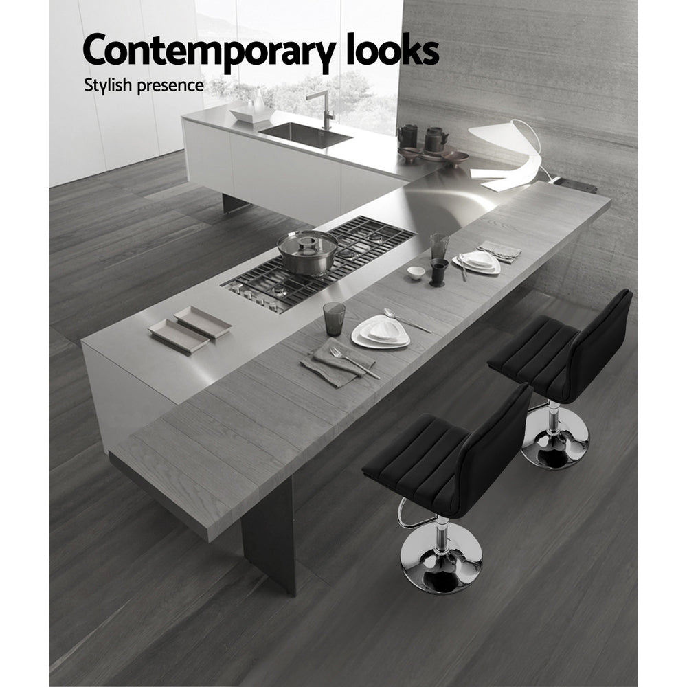 Padded Leather Bar Stools - Twin Pack