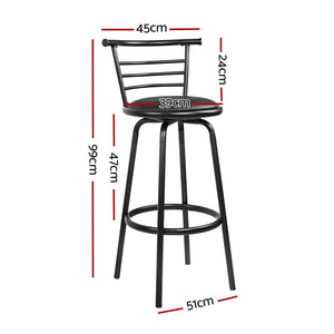 Black Leather Bar Stools With Steel Legs - 2 Pack