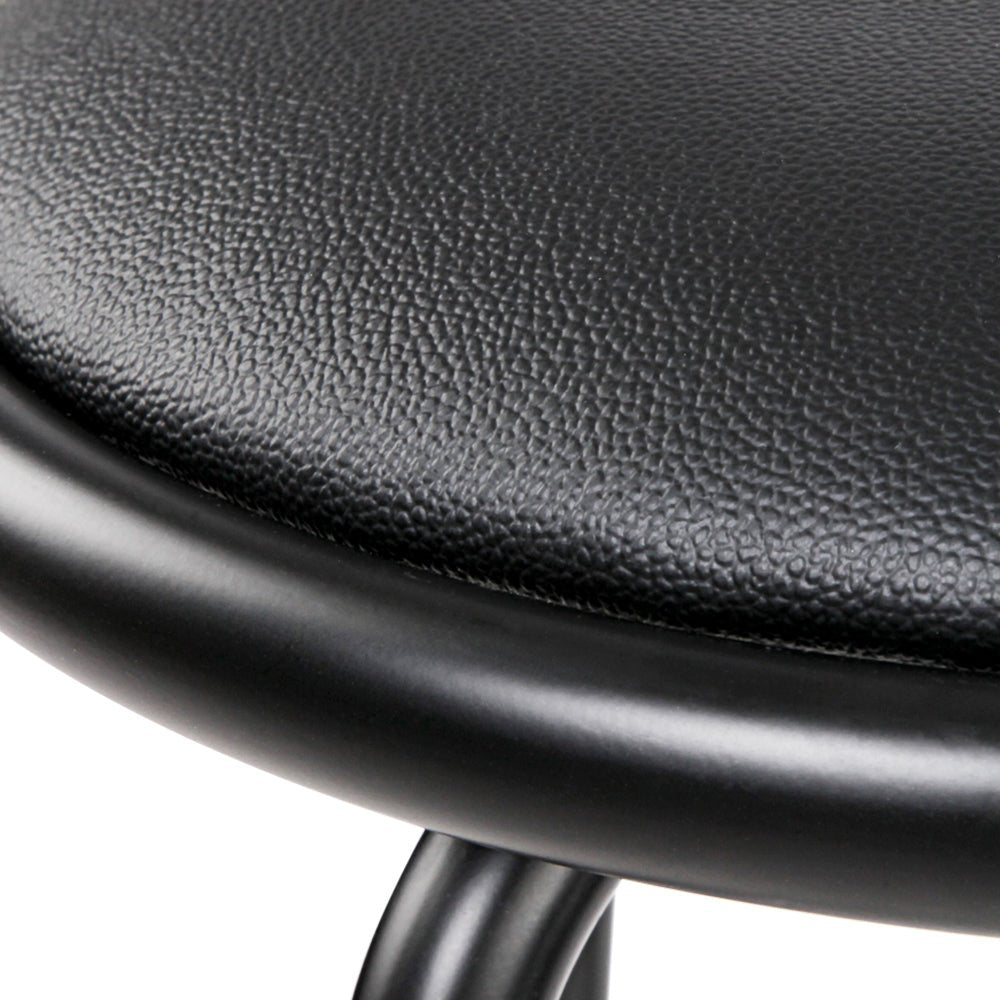 Black Leather Bar Stools With Steel Legs - 2 Pack