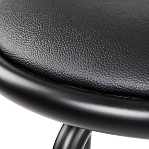Black Leather Bar Stools With Steel Legs - 2 Pack