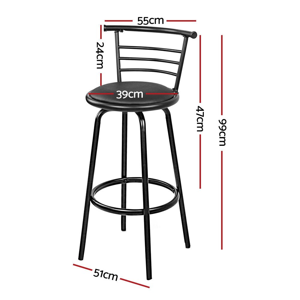 Black and Steel Industrial Leather Bar Stools - 4 Pack