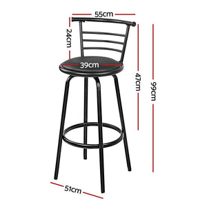 Black and Steel Industrial Leather Bar Stools - 4 Pack