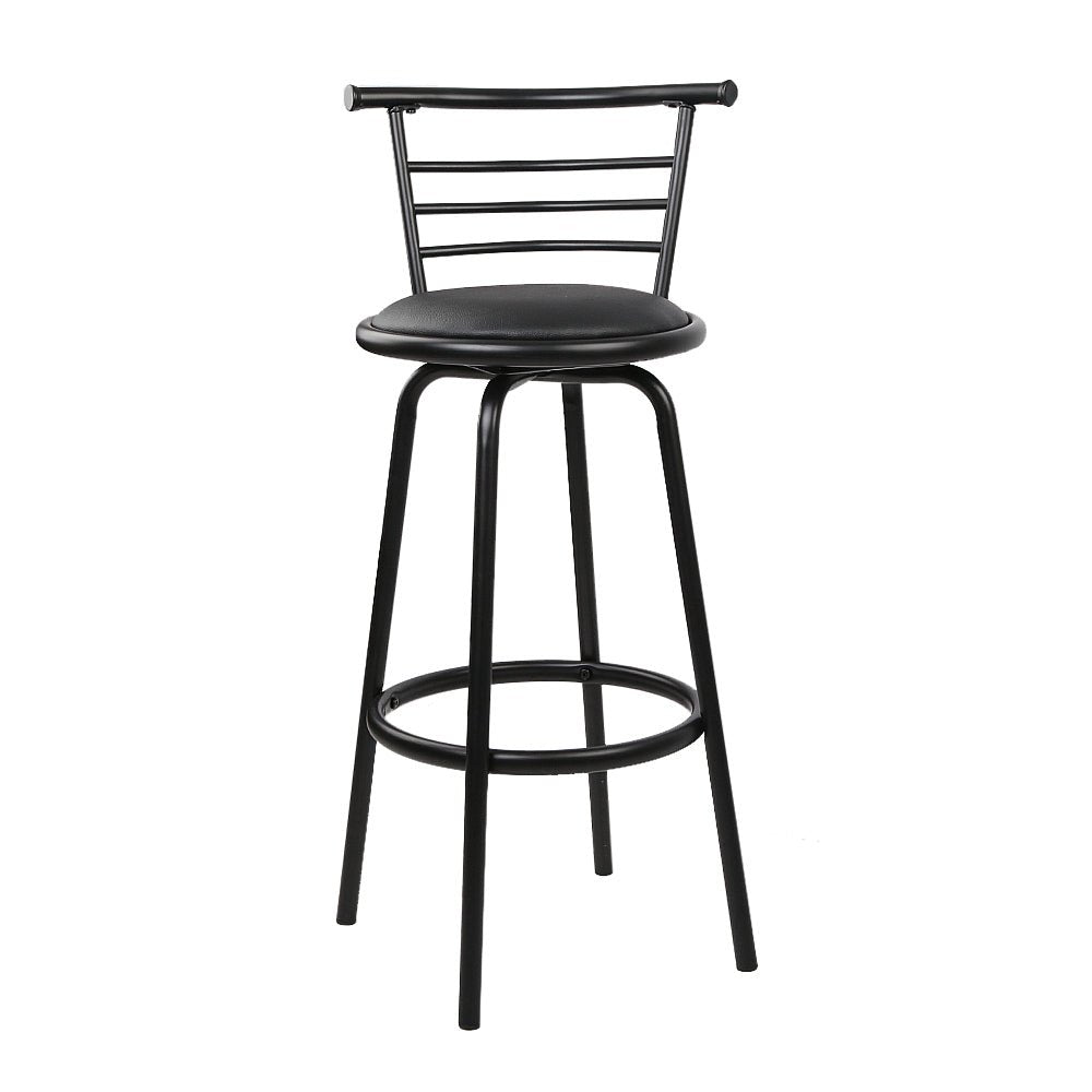 Black and Steel Industrial Leather Bar Stools - 4 Pack