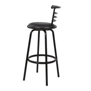 Black and Steel Industrial Leather Bar Stools - 4 Pack