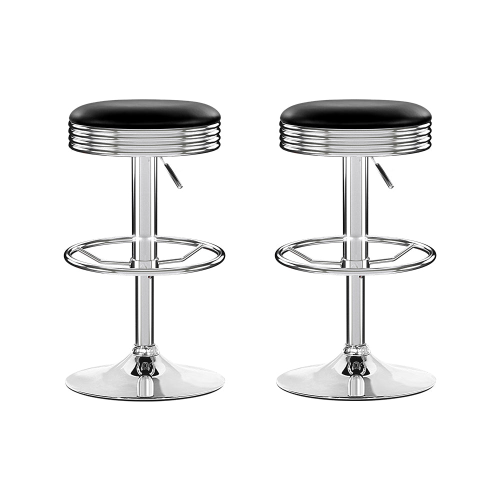 Backless PU Leather Bar Stools With Chrome Legs - 2 Pack