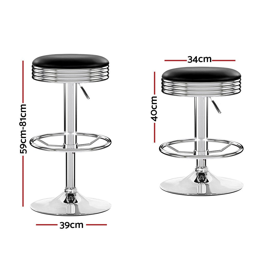 Backless PU Leather Bar Stools With Chrome Legs - 2 Pack