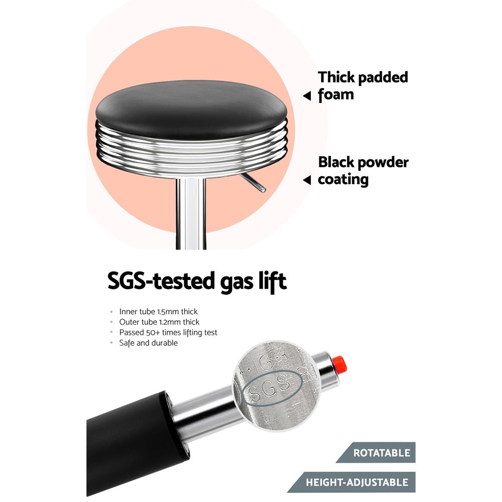 Backless PU Leather Bar Stools With Chrome Legs - 2 Pack