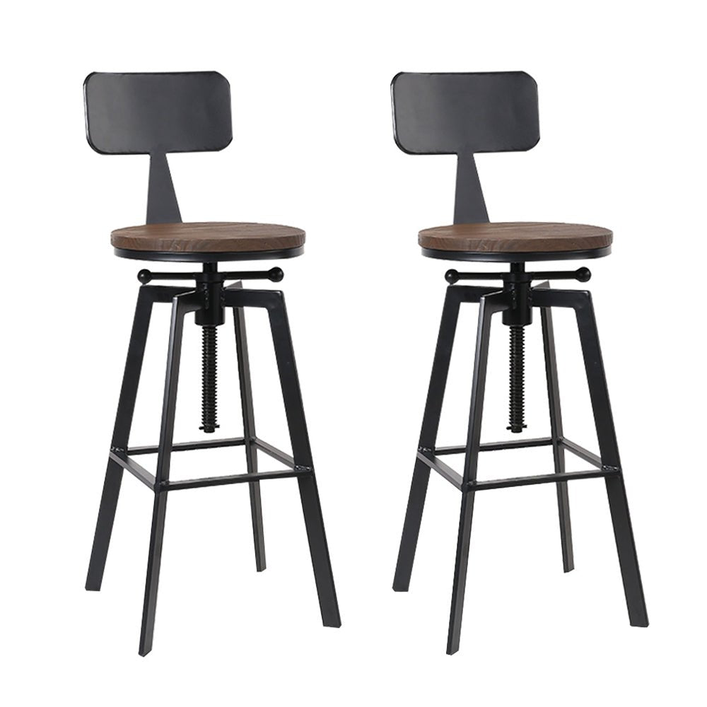 Rustic Industrial Styled Metal Bar Stools - 2 Pack