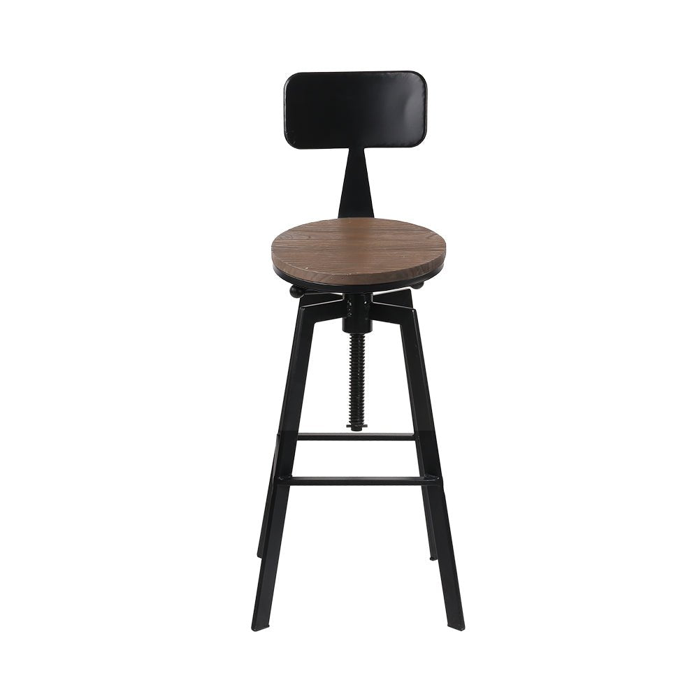 Rustic Industrial Styled Metal Bar Stools - 2 Pack