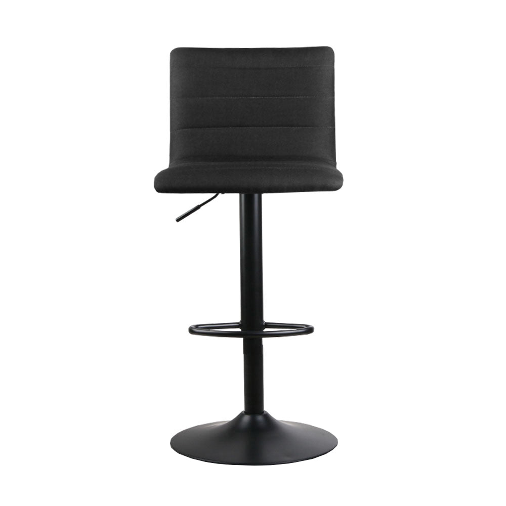 Black Faux Linen Bar Stools - Set of 2