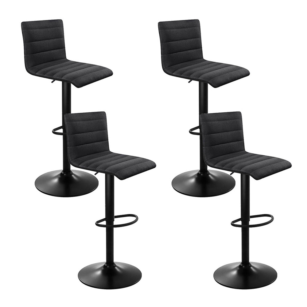 Swivel Black Faux Linen Bar Stools - 4 Pack