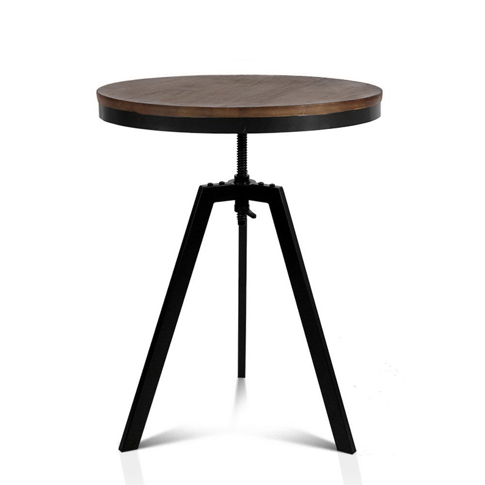 Elm Round Wooden Dining Table With Industrial Styled Legs