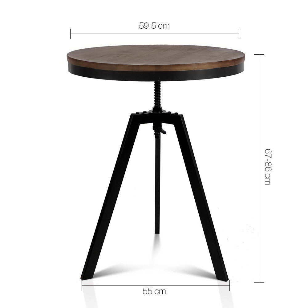 Elm Round Wooden Dining Table With Industrial Styled Legs