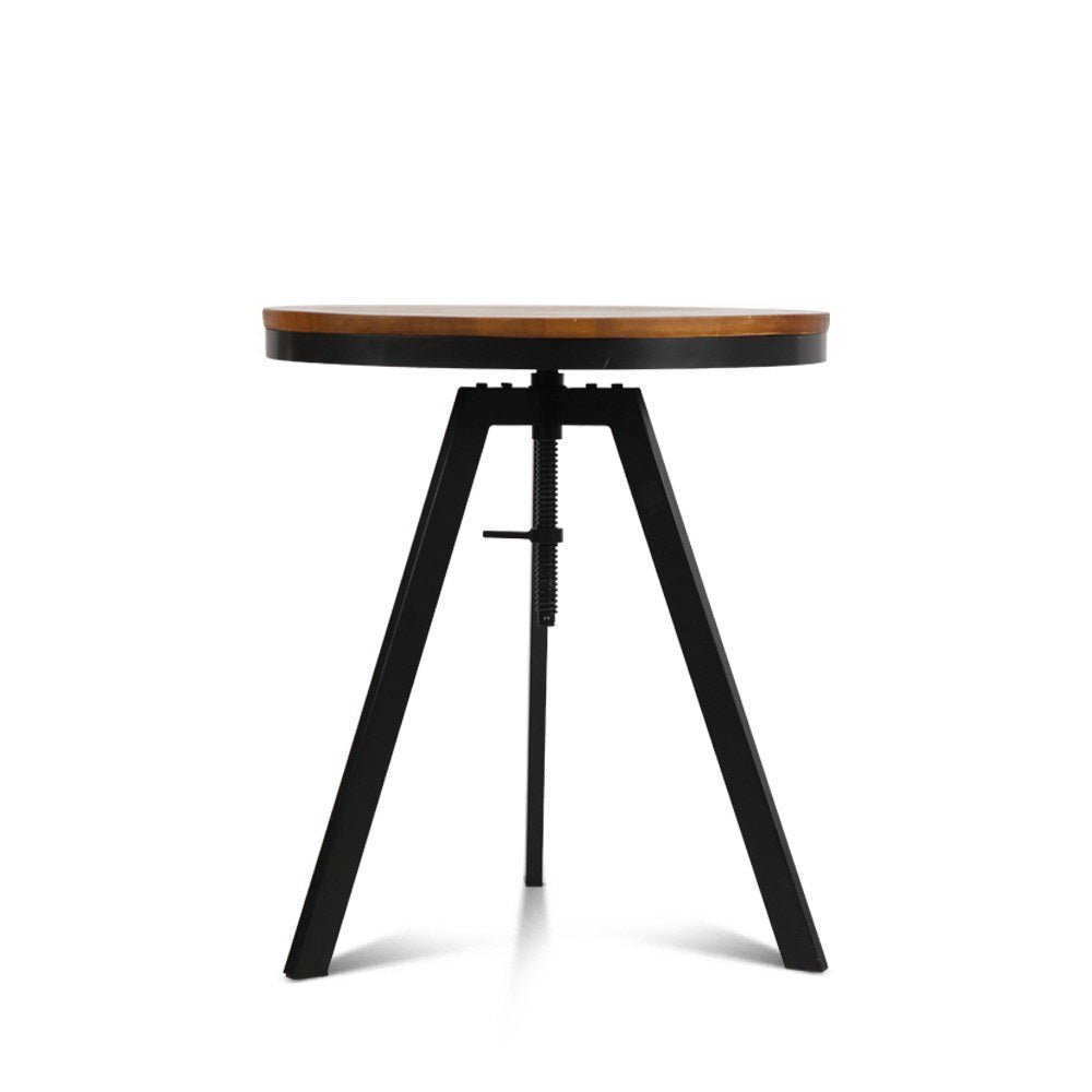 Elm Round Wooden Dining Table With Industrial Styled Legs