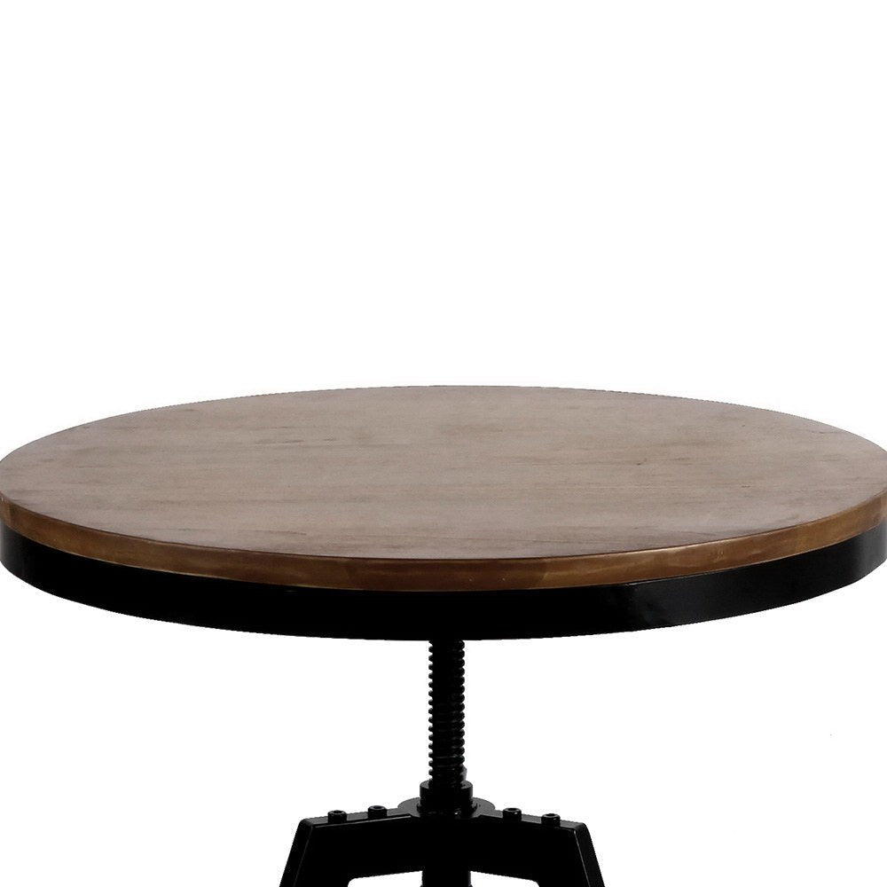 Elm Round Wooden Dining Table With Industrial Styled Legs