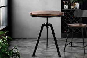 Elm Round Wooden Dining Table With Industrial Styled Legs