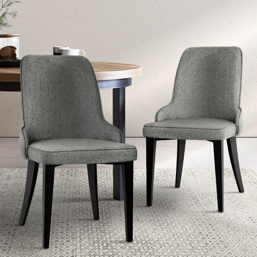 Grey Fabric Dining Chairs - Set of 2